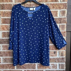 Chico's Blue polka dot 3/4 Sleeve Boxy Blouse